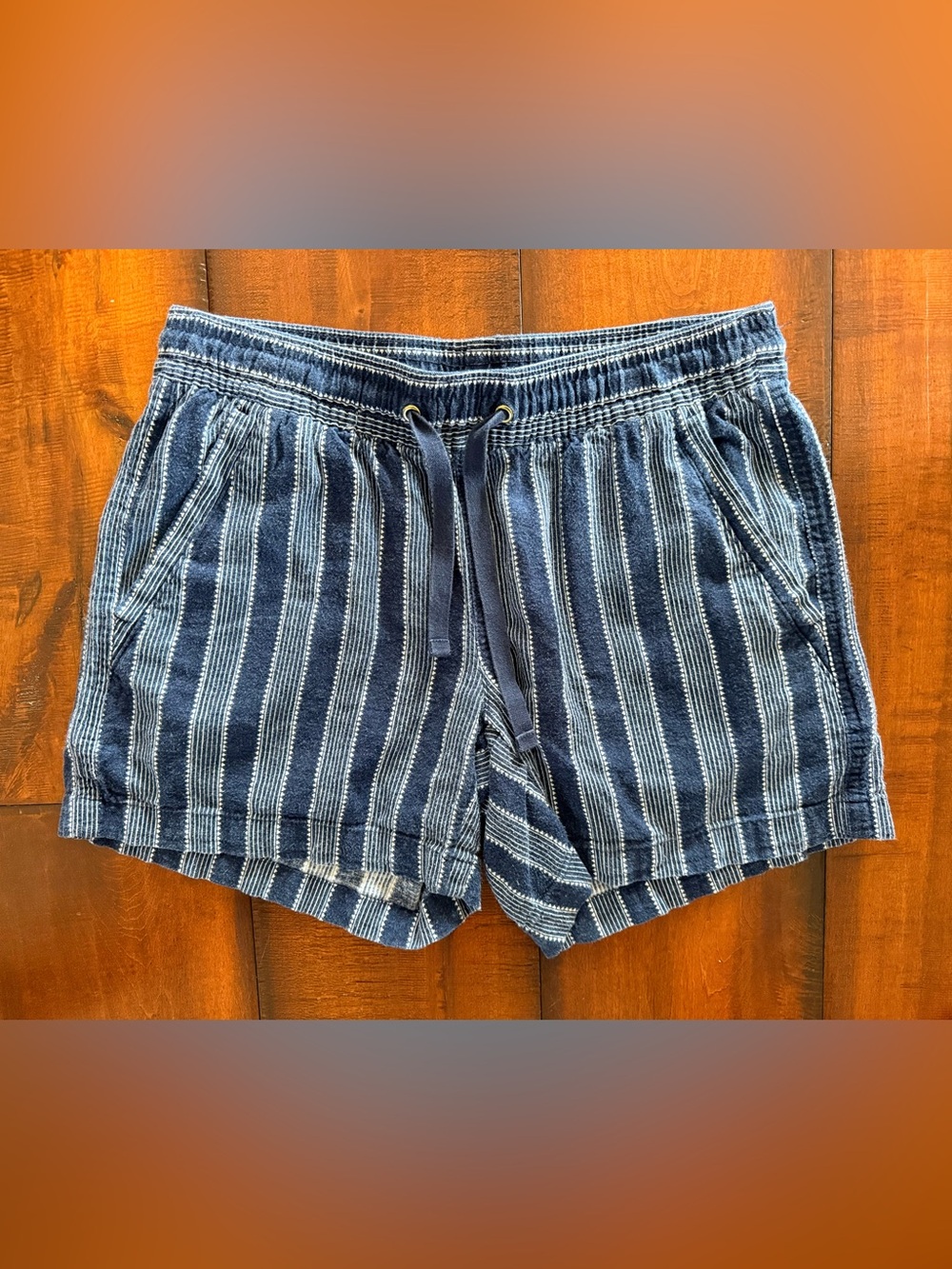 Nautica Blue Striped Elastic Waist Athletic Shorts